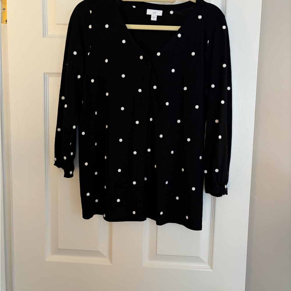 J. Jill Black and White Relaxed Blouse NWOT